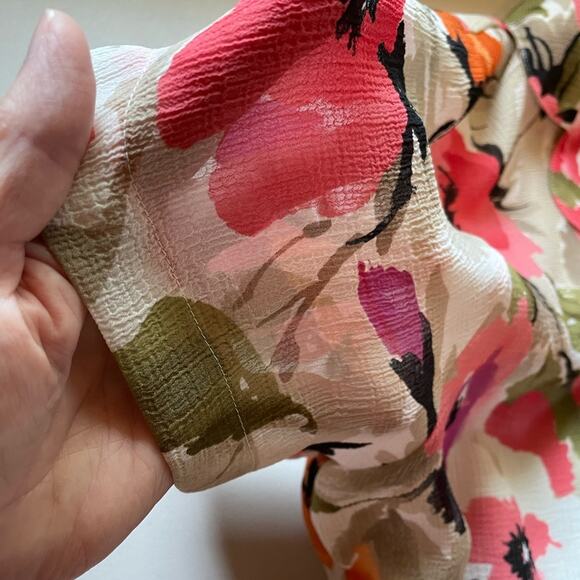 Alfred Dunner Vintage Floral Short Sleeve 80s Button Front Lined Blouse size 12 - Picture 6 of 10